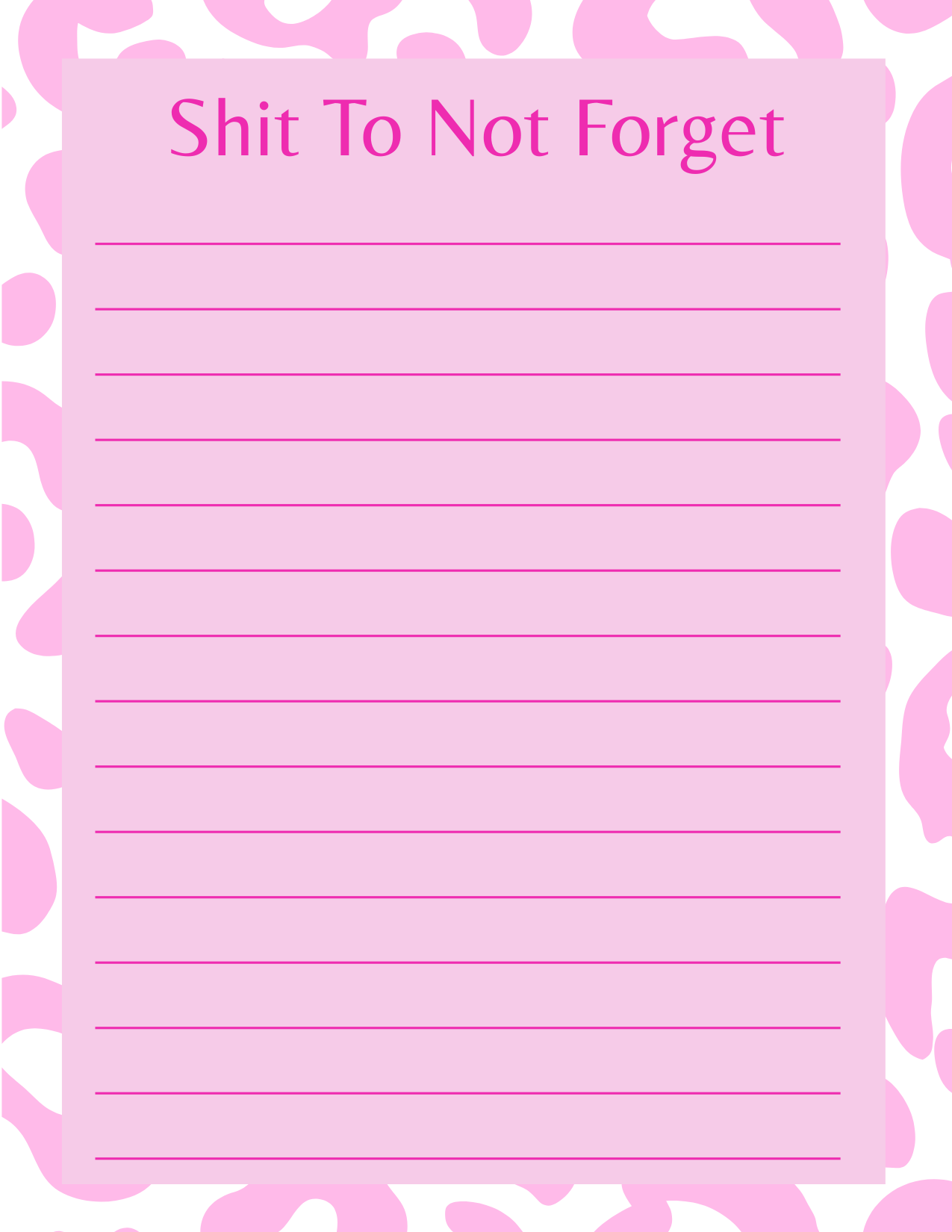 Shit Not To Forget Leopard Notepad