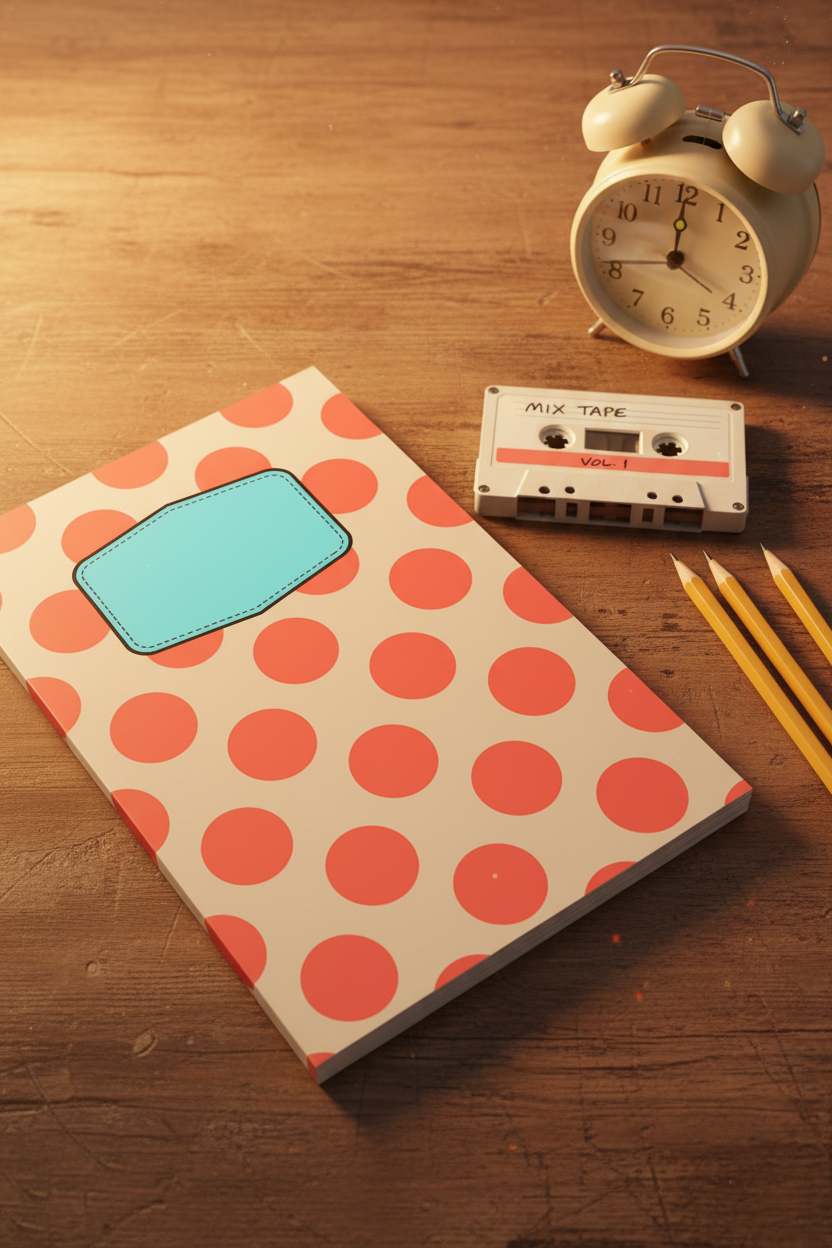 Retro Dots Vibe Peel and Stick composition notebook cover