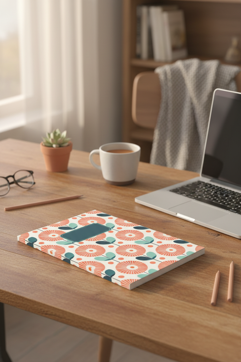 Retro Flowers Peel and Stick Composition Notebook Cover